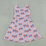 Red Blue Bow Pattern Pink Athletic Shorts Girls 4th of July Dress