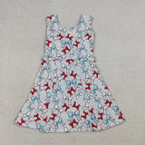 Bow Pattern Gray Athletic Shorts Girls 4th of July Dress
