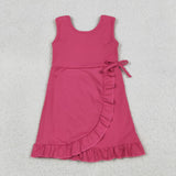 Solid Hot Pink Ruffles Athletic Shorts Girls Sleeveless Dress