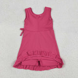 Solid Hot Pink Ruffles Athletic Shorts Girls Sleeveless Dress
