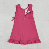 Solid Hot Pink Ruffles Athletic Shorts Girls Sleeveless Dress