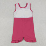 Solid Hot Pink Ruffles Athletic Shorts Girls Sleeveless Dress