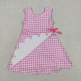 Hot Pink Plaid Scalloped Athletic Shorts Girls Sleeveless Dress