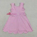 Hot Pink Plaid Scalloped Athletic Shorts Girls Sleeveless Dress