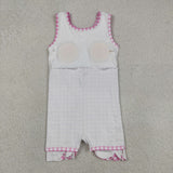 Hot Pink Plaid Scalloped Athletic Shorts Girls Sleeveless Dress
