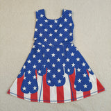 Stars Red Stripe Blue Athletic Shorts Girls 4th of July Dress