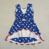 Stars Red Stripe Blue Athletic Shorts Girls 4th of July Dress