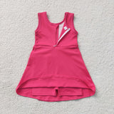 Solid Hot Pink Bow Athletic Shorts Girls Sleeveless Dress