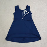 Solid Navy Bow Athletic Shorts Girls Sleeveless Dress