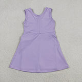 Solid Light Purple Bow Athletic Shorts Girls Sleeveless Dress