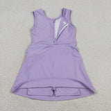 Solid Light Purple Bow Athletic Shorts Girls Sleeveless Dress