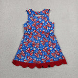 Red Bows Scalloped Stars Blue Athletic Shorts Girls 4th of july Dress