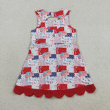 Red Bows Scalloped Flag Stripe Athletic Shorts Girls 4th of july Dress