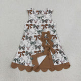 Brown Bows Scalloped Camo Deer Athletic Shorts Girls Sleeveless Dress