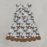 Brown Bows Scalloped Camo Deer Athletic Shorts Girls Sleeveless Dress