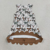 Brown Bows Scalloped Camo Deer Athletic Shorts Girls Sleeveless Dress