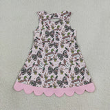Pink Bows Scalloped Camo Duck Athletic Shorts Girls Sleeveless Dress