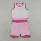 Solid Hot Pink Scalloped Athletic Shorts Girls Skirt Sets