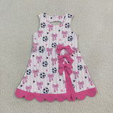 Hot Pink Bows Scalloped Soccer Stripe Athletic Shorts Girls Sleeveless Dress