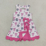 Hot Pink Bows Scalloped Soccer Stripe Athletic Shorts Girls Sleeveless Dress