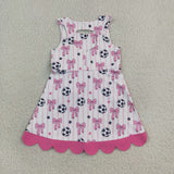 Hot Pink Bows Scalloped Soccer Stripe Athletic Shorts Girls Sleeveless Dress