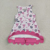 Hot Pink Bows Scalloped Soccer Stripe Athletic Shorts Girls Sleeveless Dress