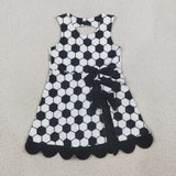 Black Bows Scalloped Soccer Athletic Shorts Girls Sleeveless Dress