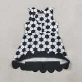 Black Bows Scalloped Soccer Athletic Shorts Girls Sleeveless Dress