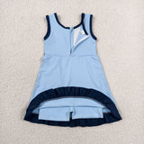 Cartoon Solid Navy Ruffles Sky Blue Athletic Shorts Girls Sleeveless Dress