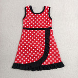 Solid Black Ruffles Polka Doyts Red Athletic Shorts Girls Sleeveless Dress