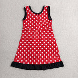 Solid Black Ruffles Polka Doyts Red Athletic Shorts Girls Sleeveless Dress