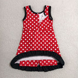 Solid Black Ruffles Polka Doyts Red Athletic Shorts Girls Sleeveless Dress