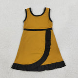 Solid Black Ruffles Brown Gold Athletic Shorts Girls Sleeveless Dress