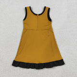 Solid Black Ruffles Brown Gold Athletic Shorts Girls Sleeveless Dress