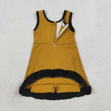 Solid Black Ruffles Brown Gold Athletic Shorts Girls Sleeveless Dress