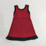 Solid Black Ruffles Dark Red Athletic Shorts Girls Sleeveless Dress