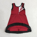 Solid Black Ruffles Dark Red Athletic Shorts Girls Sleeveless Dress