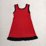 Solid Black Ruffles Red Athletic Shorts Girls Sleeveless Dress