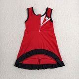 Solid Black Ruffles Red Athletic Shorts Girls Sleeveless Dress