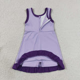 Solid Purple Ruffles Athletic Shorts Girls Sleeveless Dress