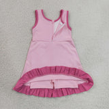 Solid Hot Pink Ruffles Athletic Shorts Girls Sleeveless Dress