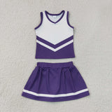 Team Purple White Vest Athletic Shorts Girls Skirt Sets