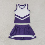Team Purple White Vest Athletic Shorts Girls Skirt Sets