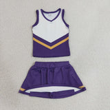 Team Golden Purple White Vest Athletic Shorts Girls Skirt Sets