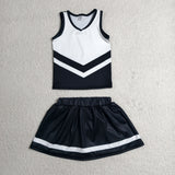 Team Black White Vest Athletic Shorts Girls Skirt Sets