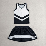 Team Black White Vest Athletic Shorts Girls Skirt Sets