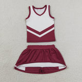 Team Burgundy White Vest Athletic Shorts Girls Skirt Sets