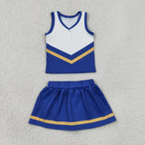 Team Golden Blue White Vest Athletic Shorts Girls Skirt Sets