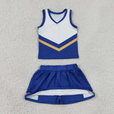 Team Golden Blue White Vest Athletic Shorts Girls Skirt Sets