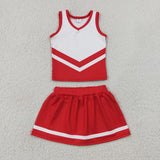 Team Red White Vest Athletic Shorts Girls Skirt Sets